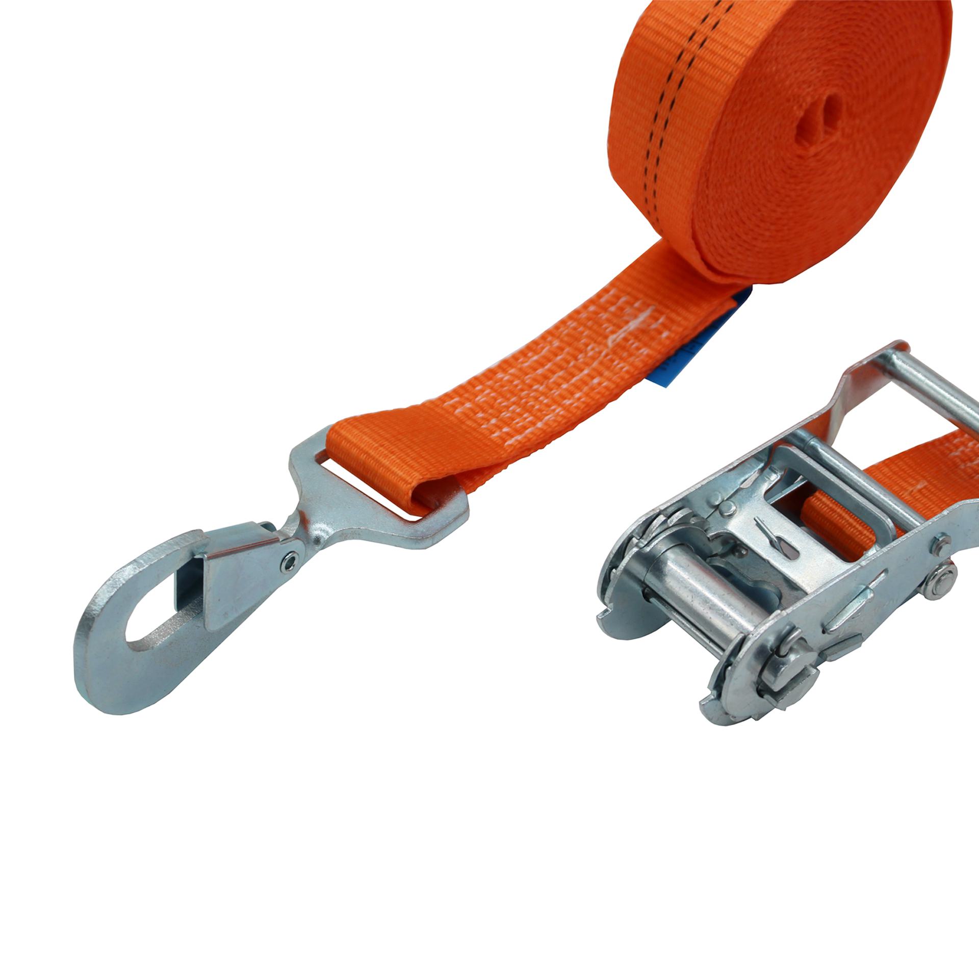 Zurrgurt 2-teilig LC-2500/5000daN BB 50mm, Triangel-Karabinerhaken, ERGO-Zugratsche, Länge: 8,00m