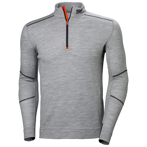 Helly Hansen Lifa Merino Half Zip Funktionsshirt langarm, Grau-Melange
