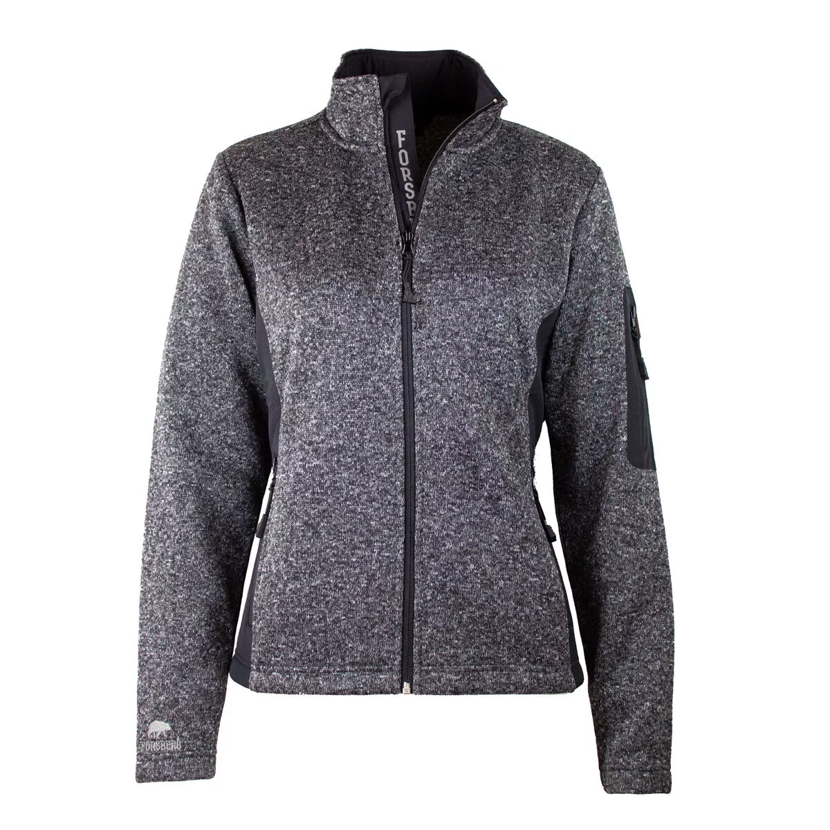 Elva Strickfleece Jacke Damen Anthrazit-Schwarz 