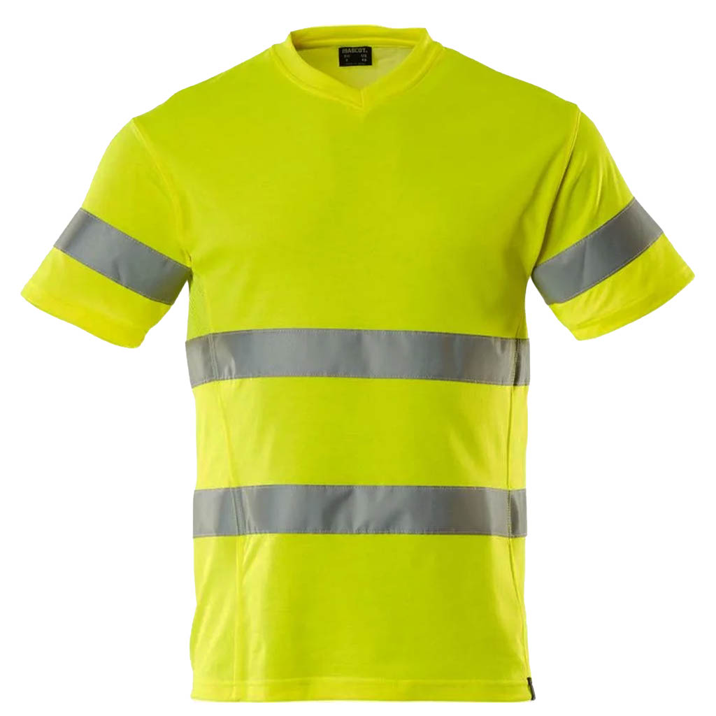 Safe Classic T-Shirt mit V-Ausschnitt, EN ISO 20471 - Kl. 2 , neongelb