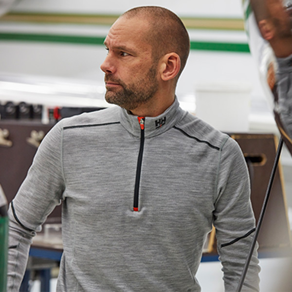 Helly Hansen Lifa Merino Half Zip Funktionsshirt langarm, Grau-Melange
