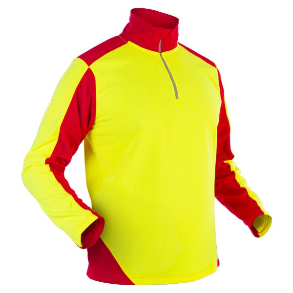 GRÜNHOLZ® Pro³® Fleeceshirt - langarm, Rot-Gelb
