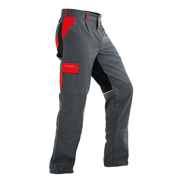 Pfanner StretchZone Canvas Arbeitshose grau-rot